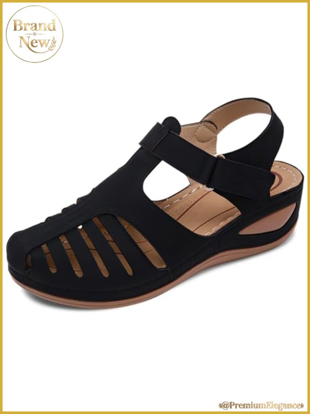 Women's Wedge Sandals Closed Toe Platform PU Leather Dressy Summer Shoes